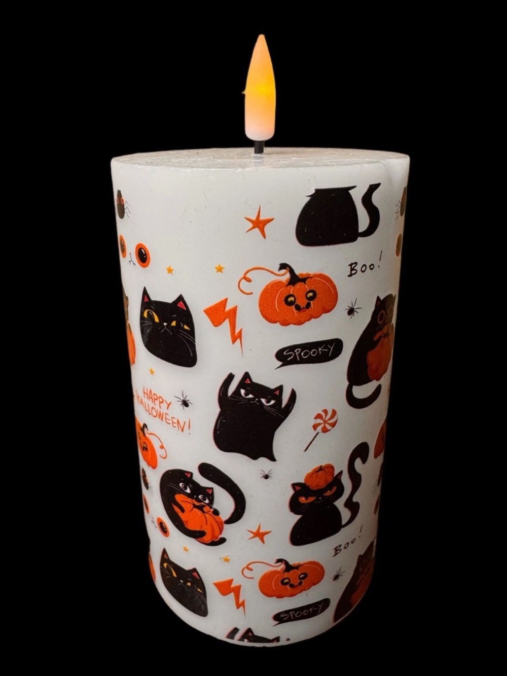 🛍️2/$15 Black Halloween Pillar-shaped Flameless Candle - Battery-Powered
